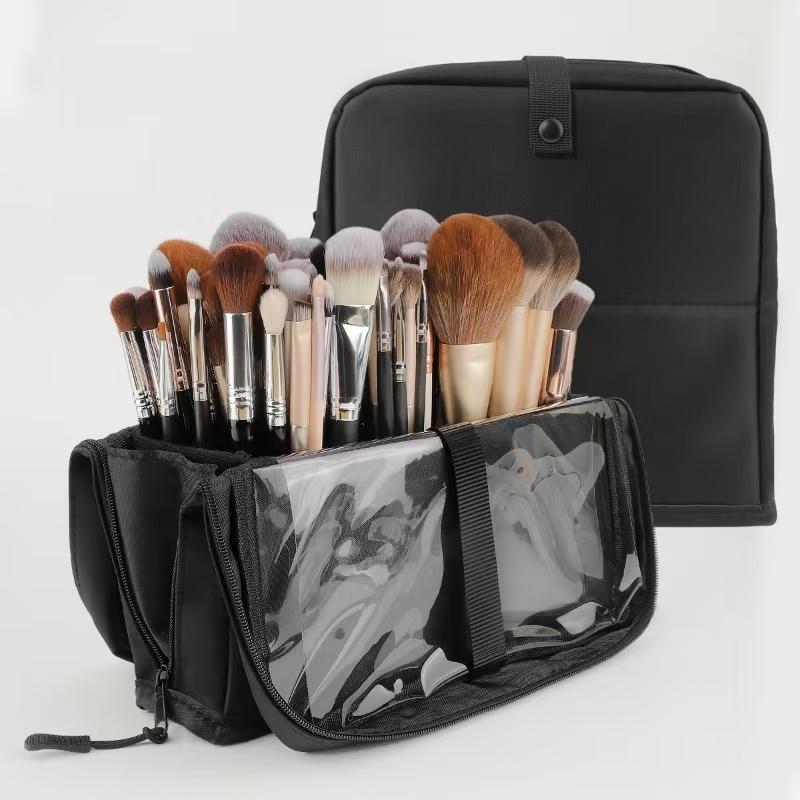 Beauty Preservation Makeup Bag - Bolsa de maquillaje plegable negra grande,