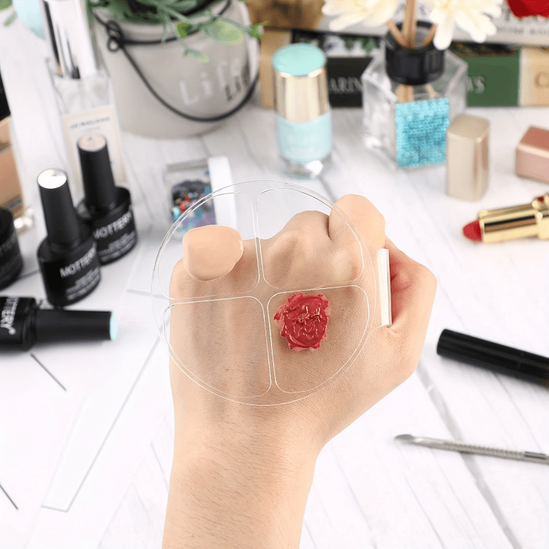 Beauty Makeup Tool - Plato Redondo Acrílico de Cuatro Compartimentos