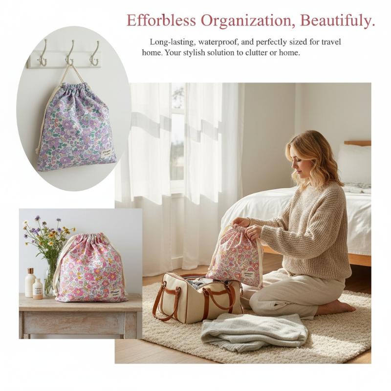 Bolsa de algodón floral hecha  - Beauty Preservation Makeup Bag reseña y precio